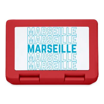 Marseille Outlined Repeat Neon Blau - Brotdose - Rot - Vorne
