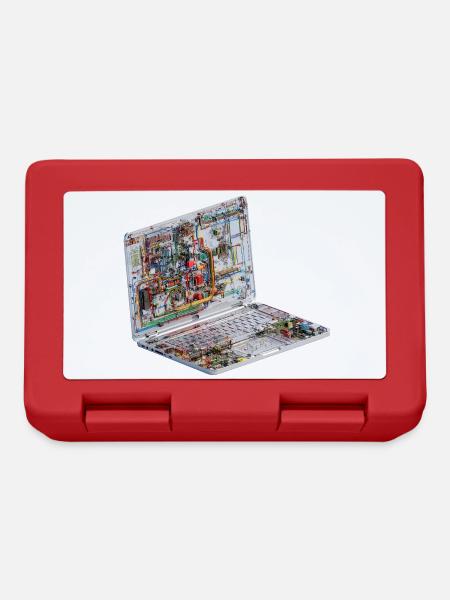 Transparente CAD-Schaltkreiskunst beim Laptop - Brotdose - Rot