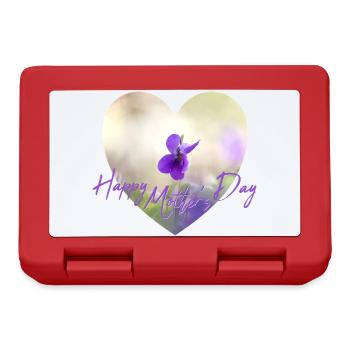 Heart Flowers Mother's Day Design Purple Flower Purple Blossom - Lunchbox - red - Front