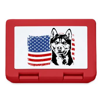 Siberian Husky America Flag Dog Dogs Wilsigns - Boîte à goûter - rouge - Devant