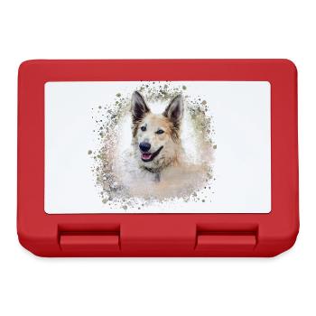 Chinook, chien, graffiti, beige, peinture, chien de berger - Boîte à goûter - rouge - Devant