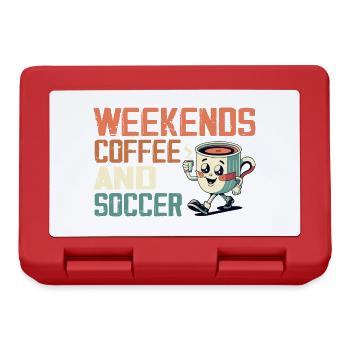 Weekends Coffee and Soccer Funny Soccer Football - Boîte à goûter - rouge - Devant
