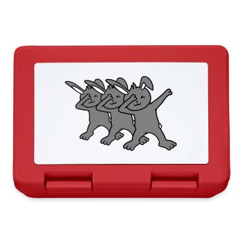3 lapins Dabbing Dab Danse Pose Danse Fête Célébrer - Boîte à goûter - rouge - Devant