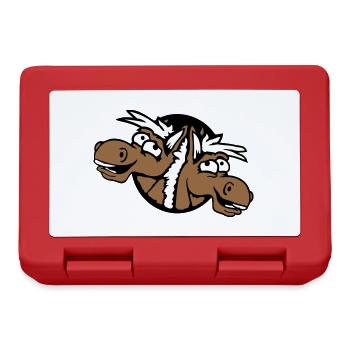 2 Horses Team Laughing Funny Hole Crazy Friend - Lunchbox - red - Front