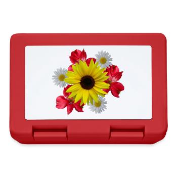 Blumenstrauß, Sonnenblume, Margeriten, rote Blumen - Brotdose - Rot - Vorne