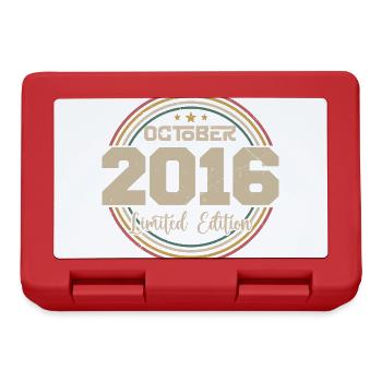 Né en octobre 2016 Retro Anniversaire Octobre 2016 - Boîte à goûter - rouge - Devant