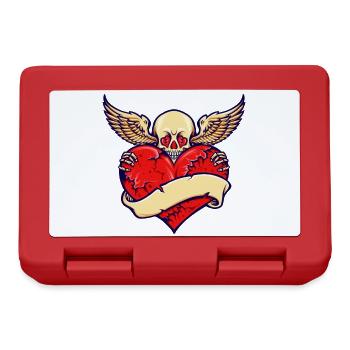 Broken Heart Skull Valentine skull with wings - Lunchbox - red - Front