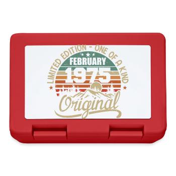 Born In February 1975 Vintage Gift - February 1975 - Lunchbox - red - Front
