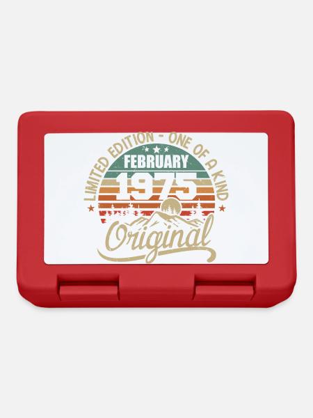 Né En Février 1975 Cadeau Millésime - Février 1975 - Boîte à goûter - rouge