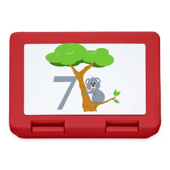 Cute Koala Bear with Tree - 7th Birthday - Lunchbox - red - Front