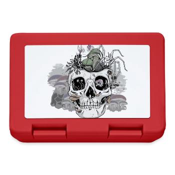 Horror Halloween Spinne Totenkopf Herbst Pilze - Brotdose - Rot - Vorne
