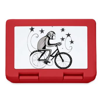 Affe auf dem Fahrrad - Brotdose - Rot - Vorne