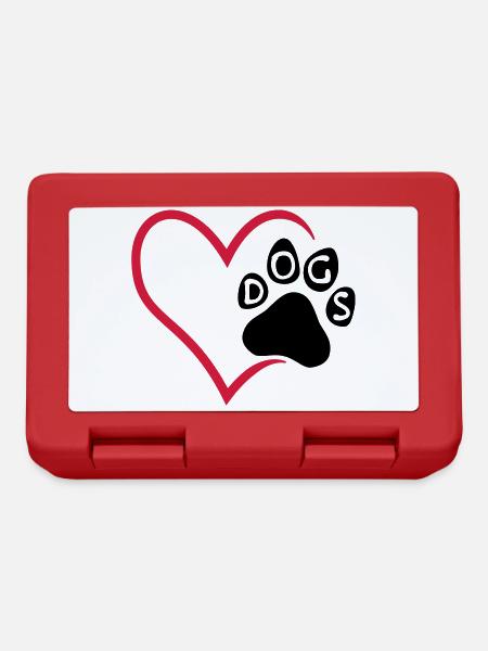 Dog paw in the heart - I love dogs - Lunchbox - red
