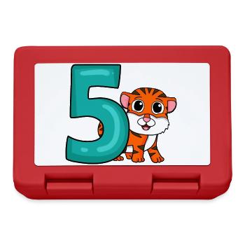 5 Birthday 5 years old with animal motif - five - Lunchbox - red - Front