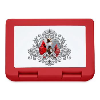 Wonderful Steampunk Snowman with Birds - Lunchbox - red - Front