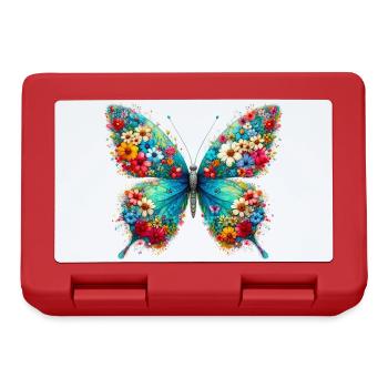 Schmetterling mit Blumen geschmückt - Brotdose - Rot - Vorne