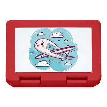Flugzeug Comic Look - Brotdose - Rot - Vorne