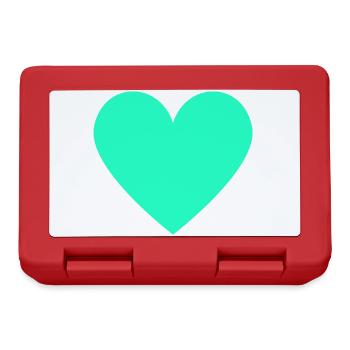 Neon Türkis Herz - minimalistischer Look - Brotdose - Rot - Vorne