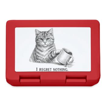 I Regret Nothing Funny Cat Sketch - Lunchbox - red - Front