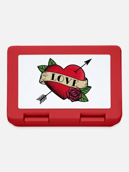Heart Tattoo Love - Lunchbox - red