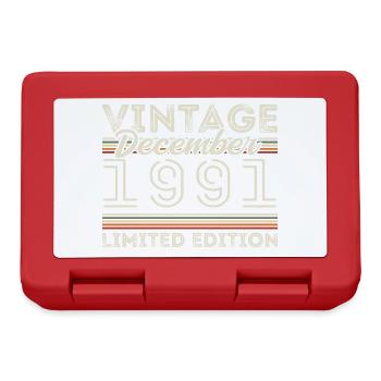 Vintage December 1991 - 34th Anniversary December - Lunchbox - red - Front