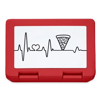 Pizza Salami Herzschlag Pizzeria Fast Food EKG - Brotdose - Rot - Vorne