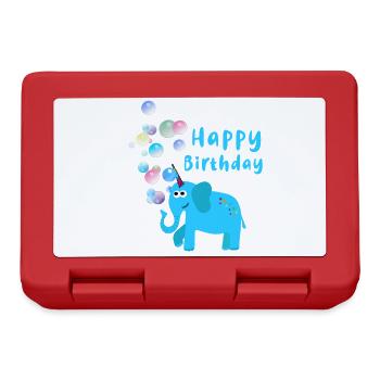 anniversaire hayppy, éléphant, bulles de savon - Boîte à goûter - rouge - Devant