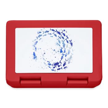 Schools of fish,fish,painting,colorful,graffiti,blue - Lunchbox - red - Front