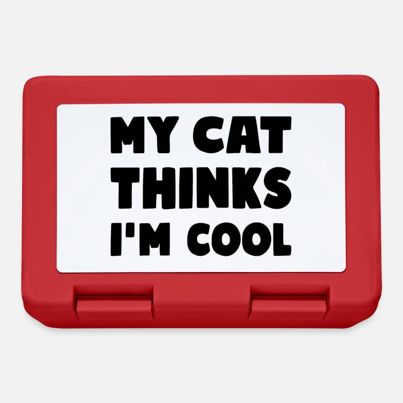 My Cat Thinks I'm Cool Lustiger Katzen Spruch - Brotdose - Rot