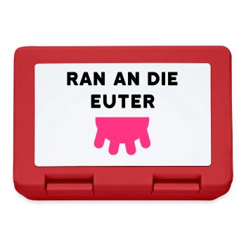 ★ Designfarben änderbar ★ Ran an die Euter, Zitzen - Brotdose - Rot - Vorne