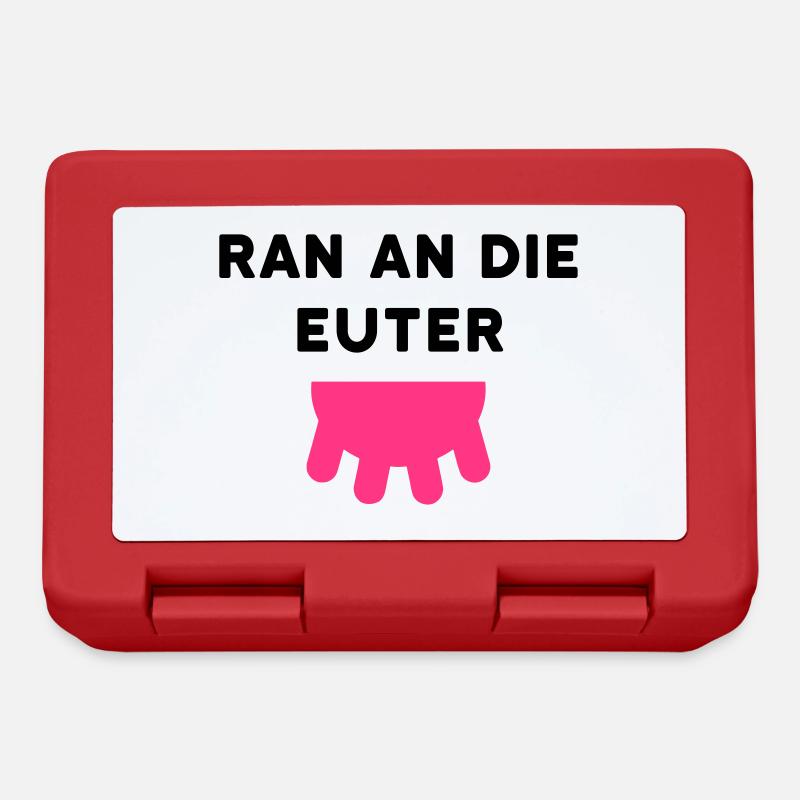 ★ Designfarben änderbar ★ Ran an die Euter, Zitzen - Brotdose - Rot