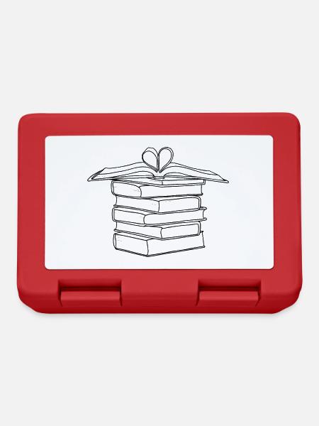 Dessin au trait de pile de livres | Livres Dessin - Boîte à goûter - rouge