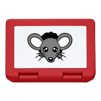 Maus Wand Loch Mauseloch Guckt Süß Lustig Comic - Brotdose - Rot - Vorne