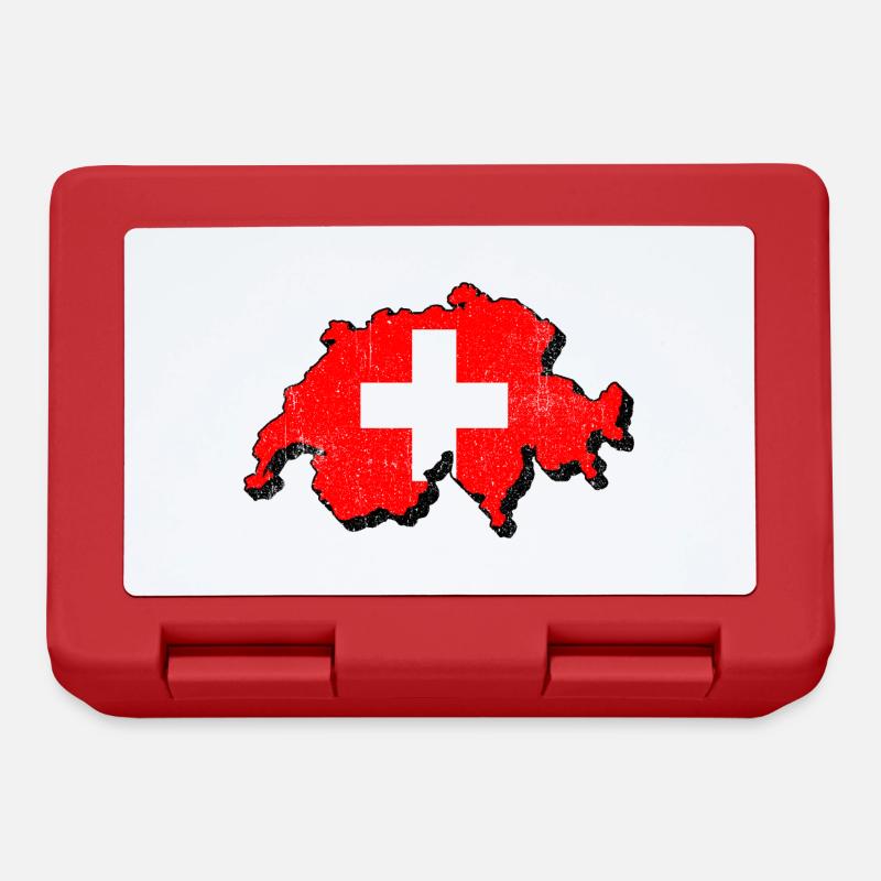 Carte de la Suisse avec le drapeau suisse - Boîte à goûter - rouge