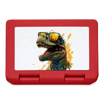 cooler Dinosaurier mit Sonnenbrille - Brotdose - Rot - Vorne