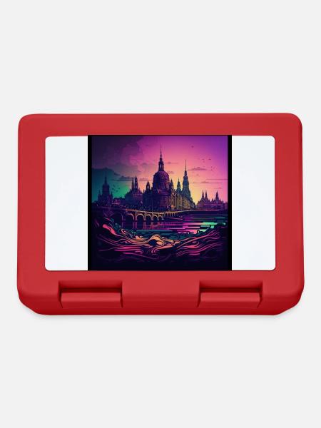 Skyline of Dresden in the evening light Vaporwave optics - Lunchbox - red
