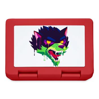 A Beautiful and Creepy Wolf Cartoon Design - Lunchbox - red - Front