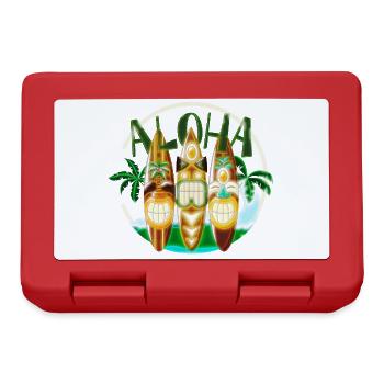TIKI Ancestor God Figures Surf Boards ALOHA 2 - Lunchbox - red - Front