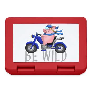 Witziges Schwein auf Chopper Comic - Brotdose - Rot - Vorne