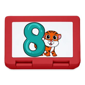 8 Birthday 8 years old with animal motif - eight - Lunchbox - red - Front