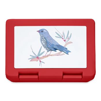 bluish bird with mistletoe in winter mood - Lunchbox - red - Front
