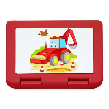 Traktor Bagger - Brotdose - Rot - Vorne