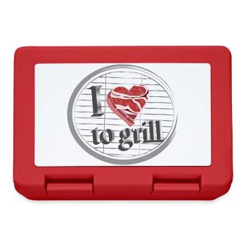 Meat as a heart on the grill - love for grilling - Lunchbox - red - Front