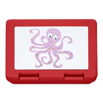 Oktopus Dots rosa Punkte Kinderzimmer Tintenfisch - Brotdose - Rot - Vorne
