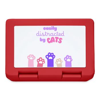 Facilement distrait par les chats - Design amusant - Boîte à goûter - rouge - Devant