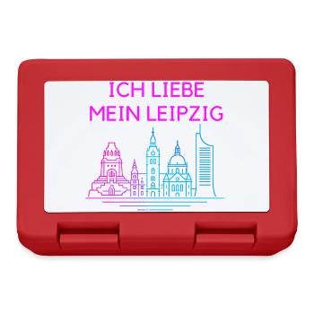Ich liebe mein Leipzig Neon Skyline - Brotdose - Rot - Vorne