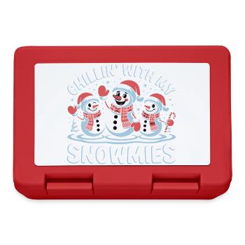 Cute Festive Snowmen Chillin With My Snowmies - Lunchbox - red - Front
