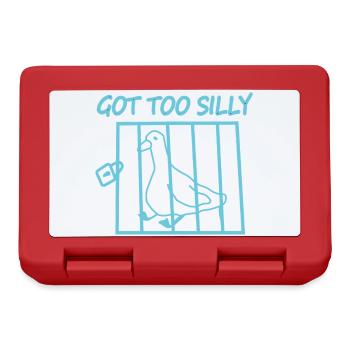 Bird in cage with the text Got Too Silly - Lunchbox - red - Front