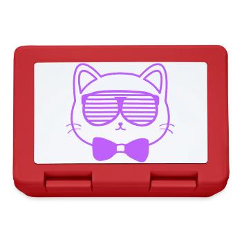Katze mit Sonnenbrille - Brotdose - Rot - Vorne