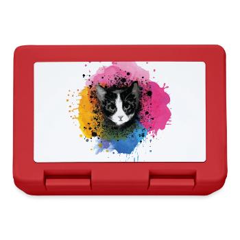 cat, colorful, watercolor, art, painting, graffiti, - Lunchbox - red - Front
